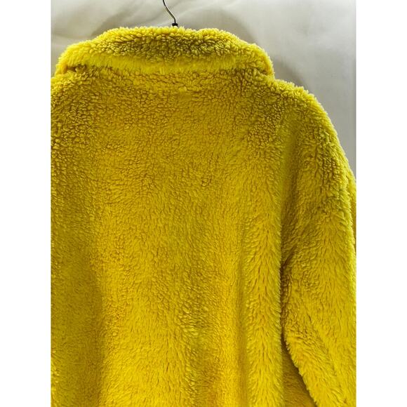 TOPSHOP Women’s Yellow Button-Up Oversized Teddy Jacket SZ 8 - Picture 4 of 11